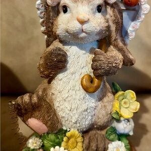 Charming Brown and White Bunny Figurine